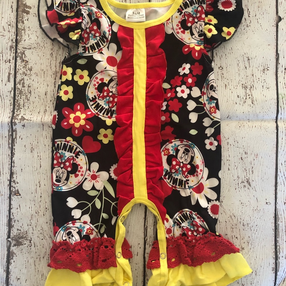 Minnie Mouse lace and ruffle romper